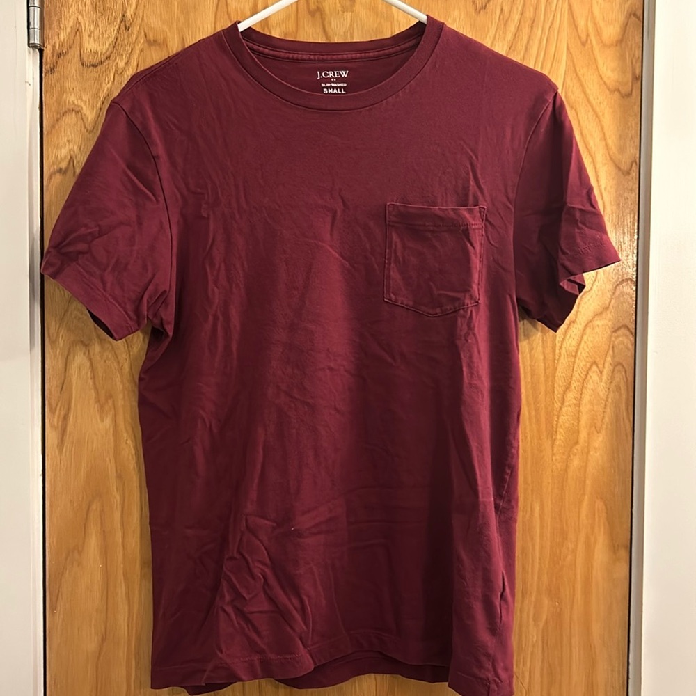 J.Crew Slim Washed Pocket T-Shirt Men’s Small Burgundy Red Crewneck Tee